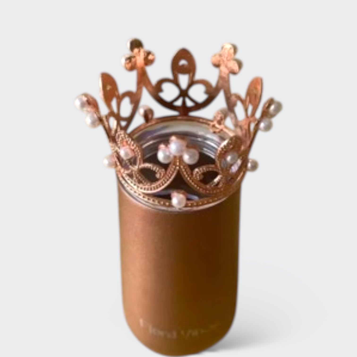 Rose gull farget prosecco vin kopp med pyntekrone i samme farge