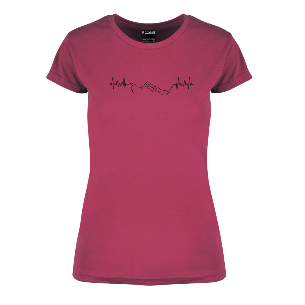 Hartbeat dame t-skjorte med fjell i midten - økologisk bomull - DoUdare