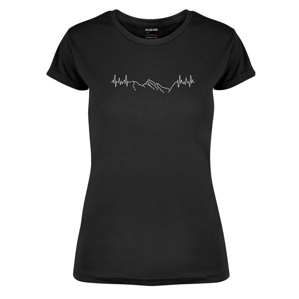 Hartbeat dame t-skjorte med fjell i midten - økologisk bomull - DoUdare