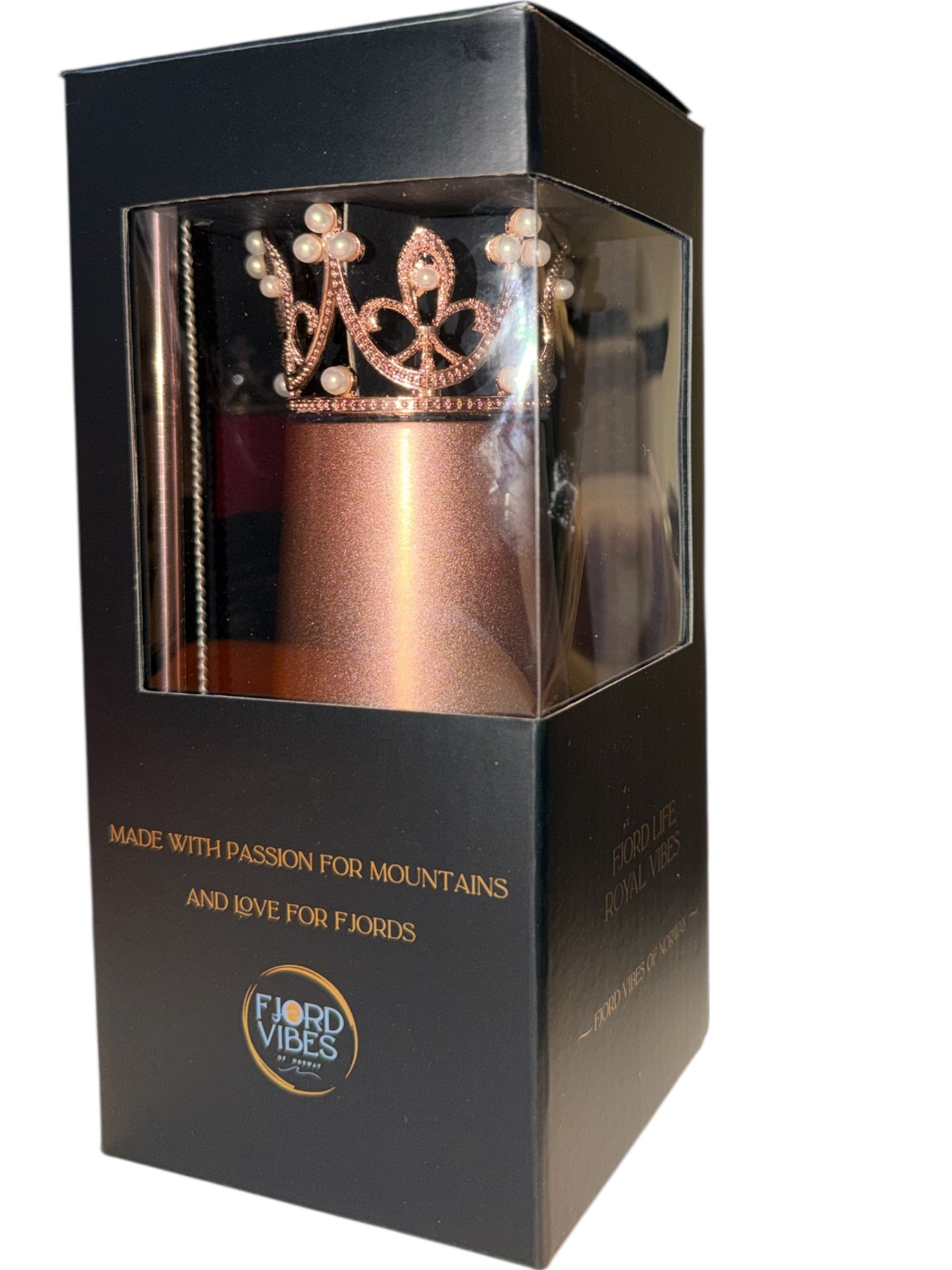 Proseccokopp termokopp med prinsessekrone i gaveeske - Rosegull - DoUdare