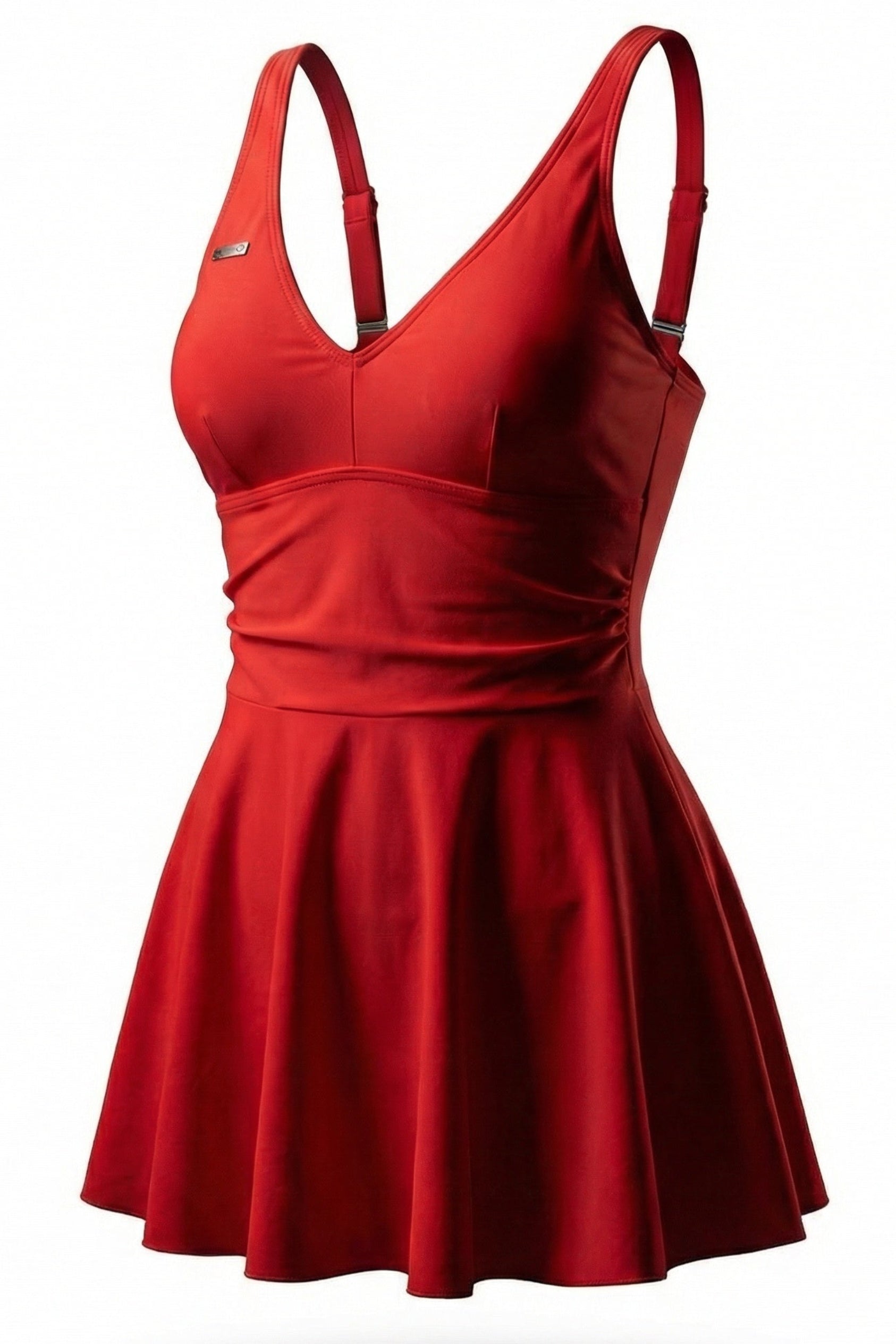 Rød marilyn badekjole fra fjordvibes - DoUdare flytende ghost-modell av kjolen