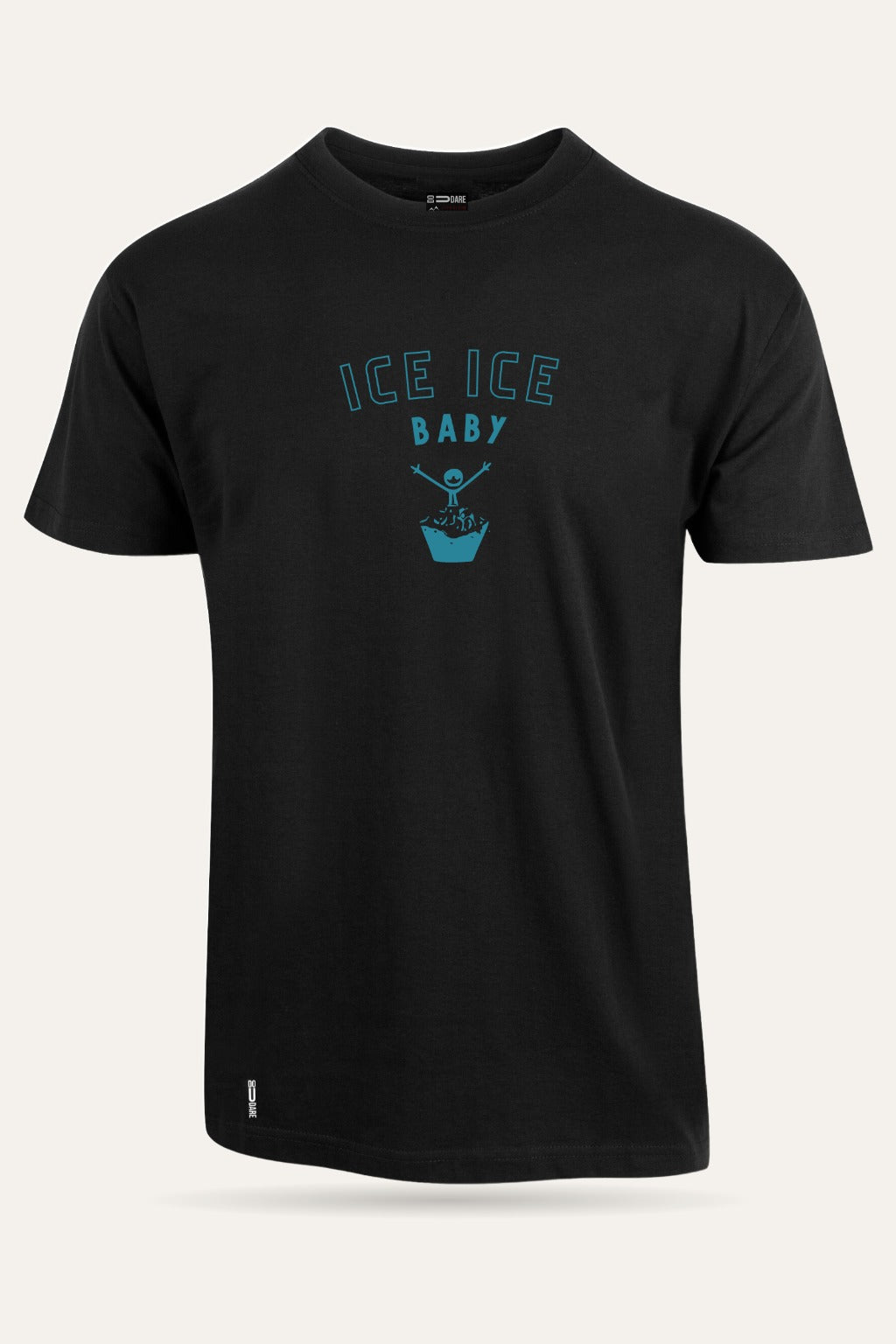 Ice Ice Baby Isbading t-skjorte unisex i sort sett forfra – viser passform og trykk – Fjord Vibes