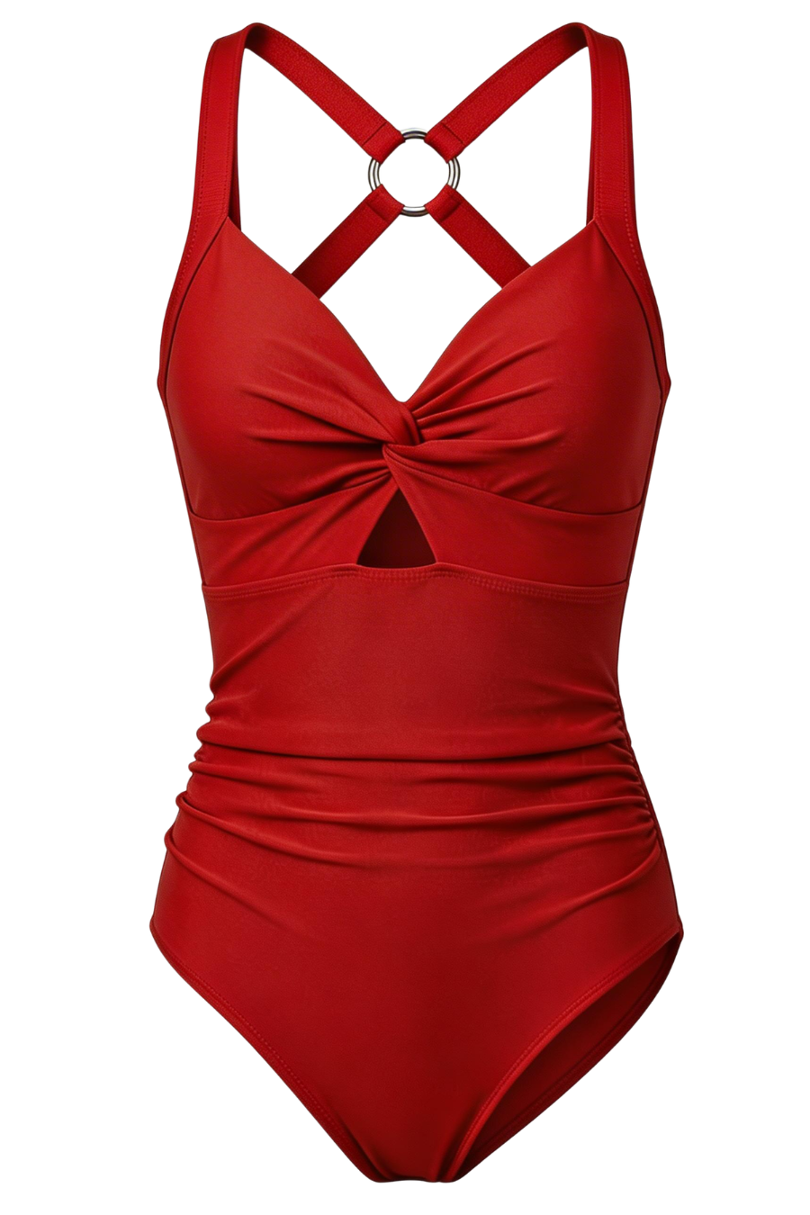 rød badedrakt fra fjord vibes of norway med detaljer i ryggen og åpning under brystet