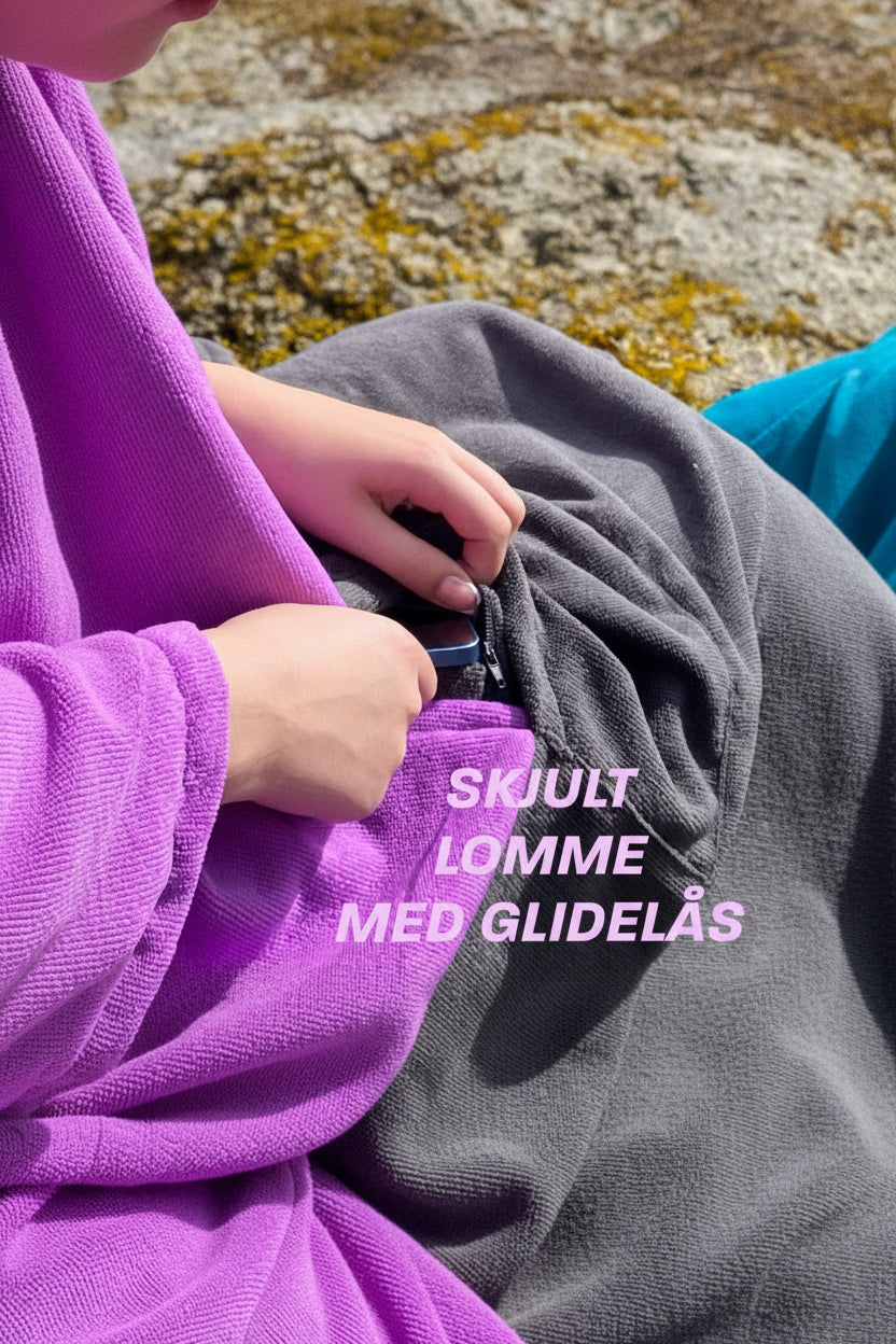 Badeponcho  til isbading Salty but Sweet™ FjordRobe skifteponcho i miljøvennlig microfiber, FjordVibes Lavendel - DoUdare