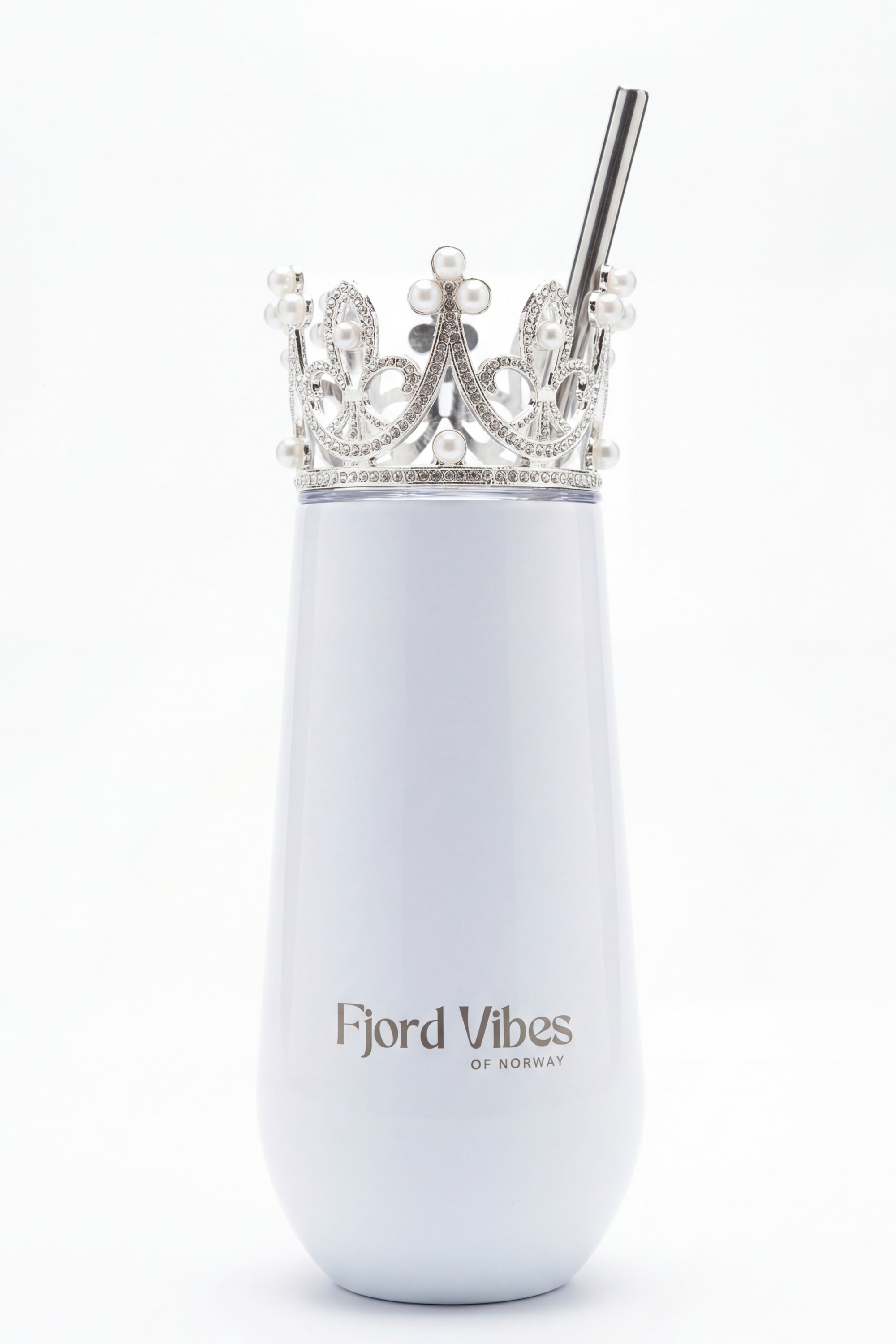 Prosecco  - Champagne termokopp - hvit med sølvkrone fra Fjord Vibes of Noreway