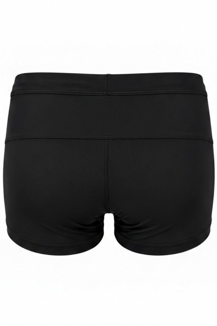 Svart Laurtiz badebukse trunks for menn fra Fjord vibes of Norway med liten glidelås lomme og snøring sett bakfra