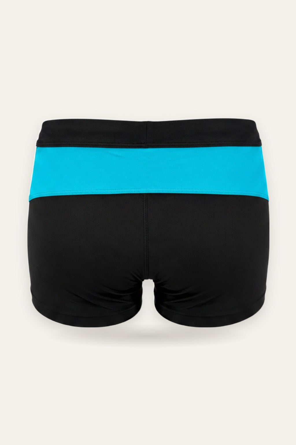 Svart badebukse Lauritz Trunk fra Fjord Vibes med turkis stripe bak – sett bakfra