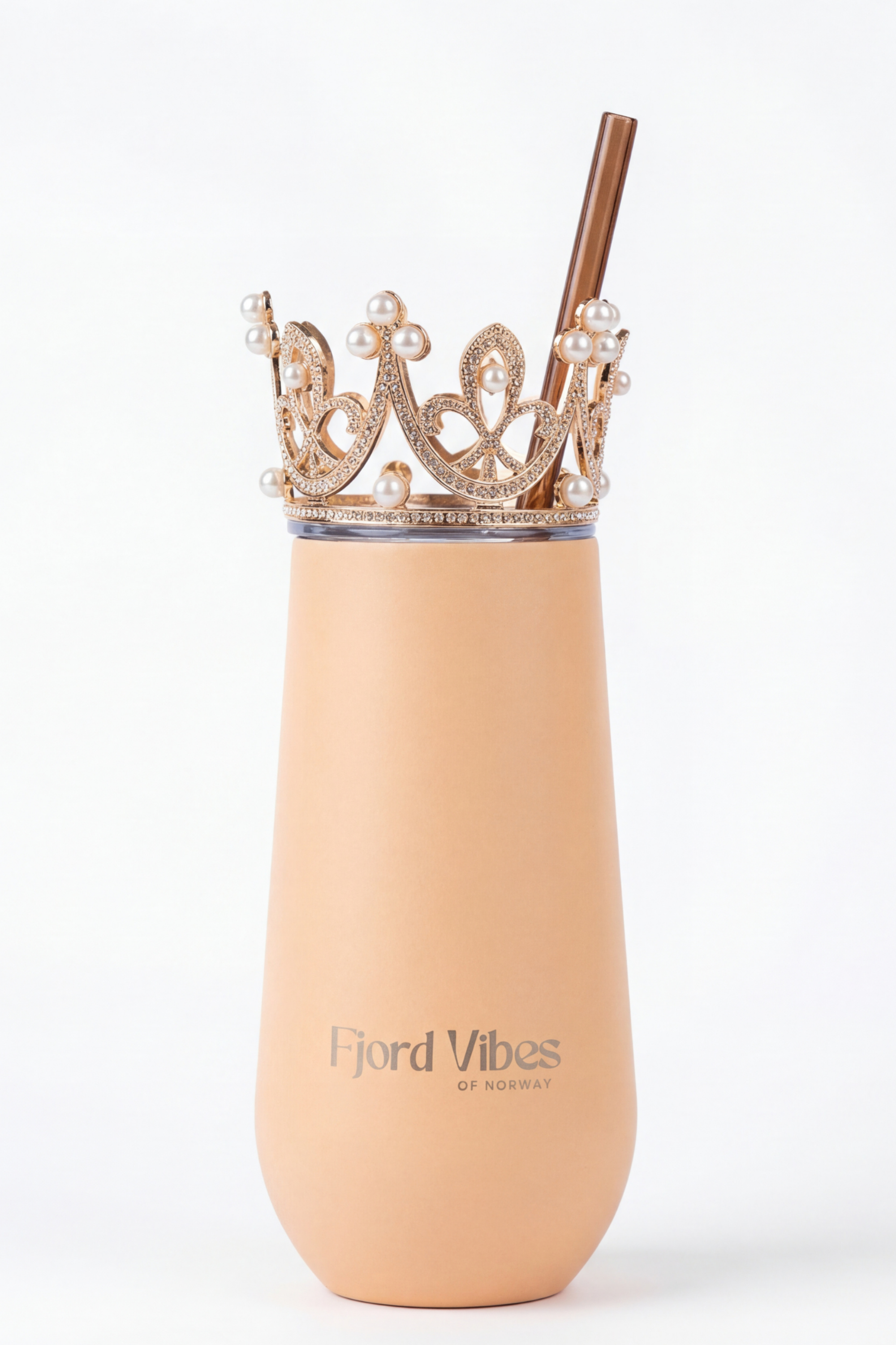 Prosecco  - Champagne termokopp - i lys rosa med prinsesse krone fra Fjord Vibes of Norway 