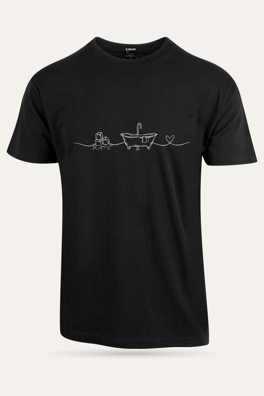 I Love Ice Bath t-skjorte unisex i sort sett forfra – viser passform og trykk – Fjord Vibes