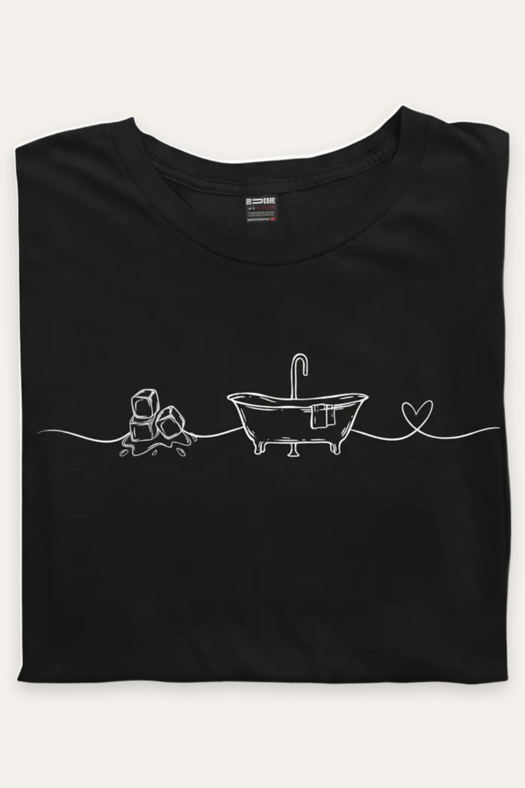 Sammenbrettet I Love Ice Bath t-skjorte unisex i sort – viser trykket – Fjord Vibes